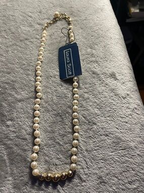 Laura Scott Pearl Necklace with Gold Bead Detail